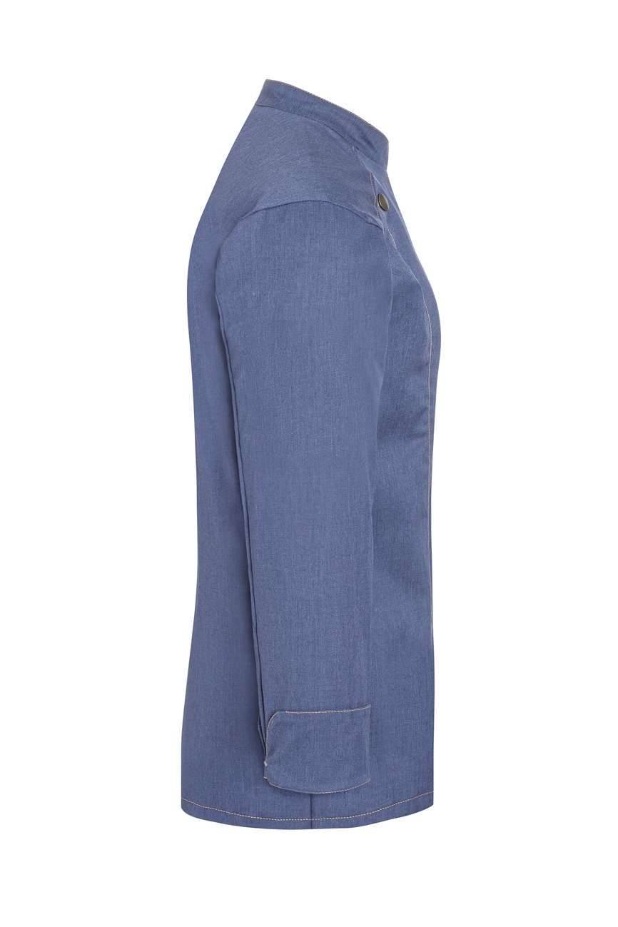 Jeansowa bluza kucharska damska z kieszenią na ramieniu