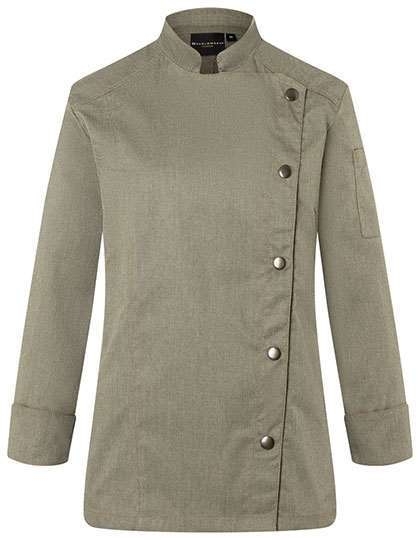 Jeansowa bluza kucharska damska z kieszenią na ramieniu