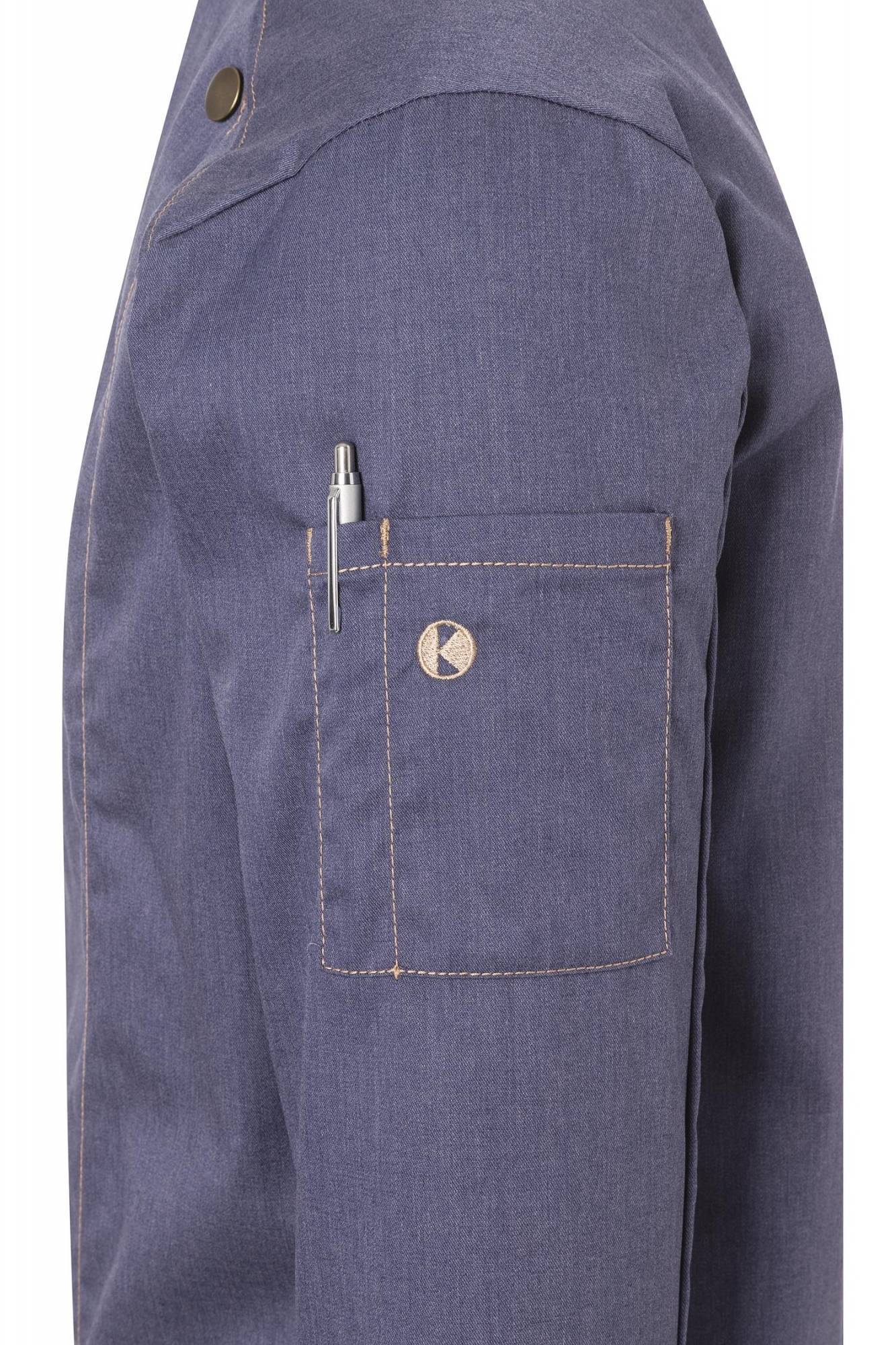 Jeansowa bluza kucharska z kontrastowymi szwami