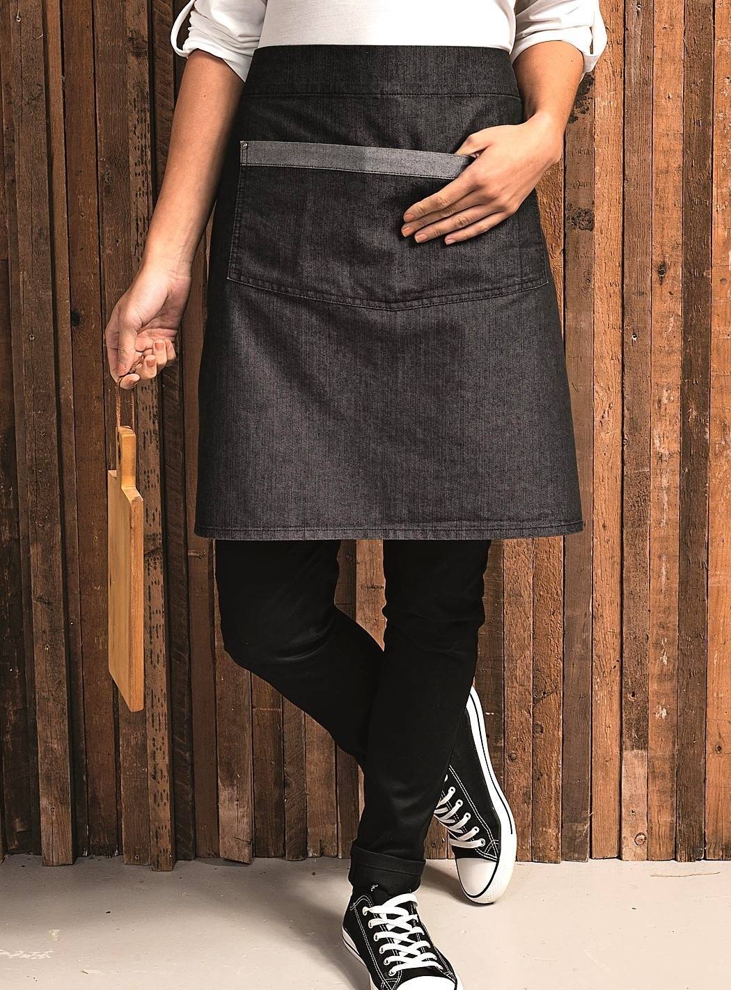 Jeansowa dwukolorowa zapaska kelnerska z kieszeniami