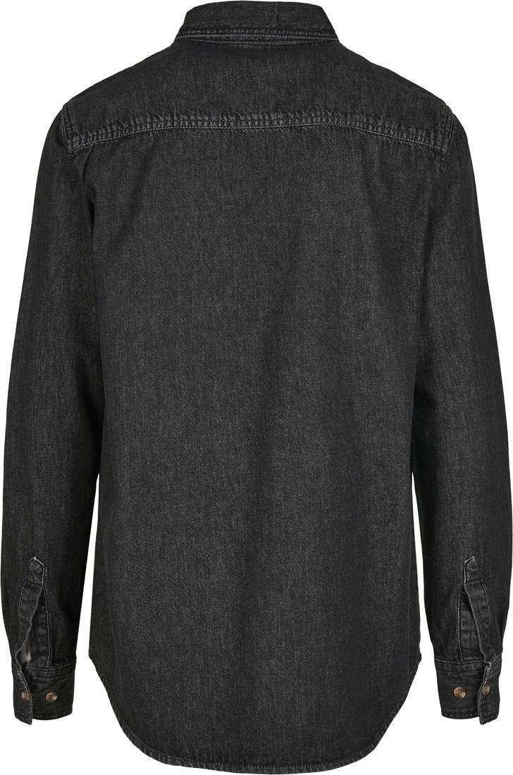 Jeansowa koszula męska z dwoma kieszonkami na klatce piersiowej