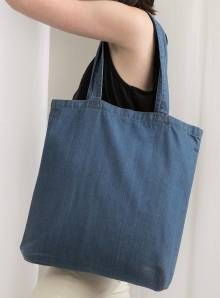 Jeansowa torba na zakupy z podwójnymi szwami