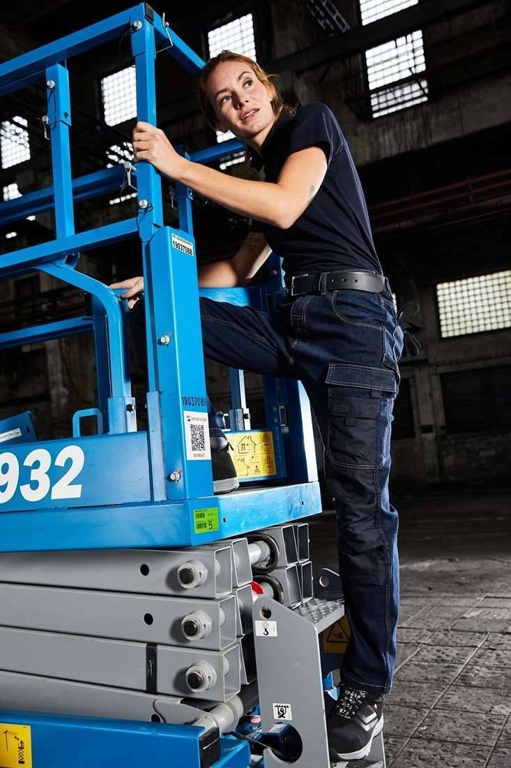 Jeansowe spodnie robocze z mocnymi kolanami, materiał z bawełny organicznej oraz z recyklingu