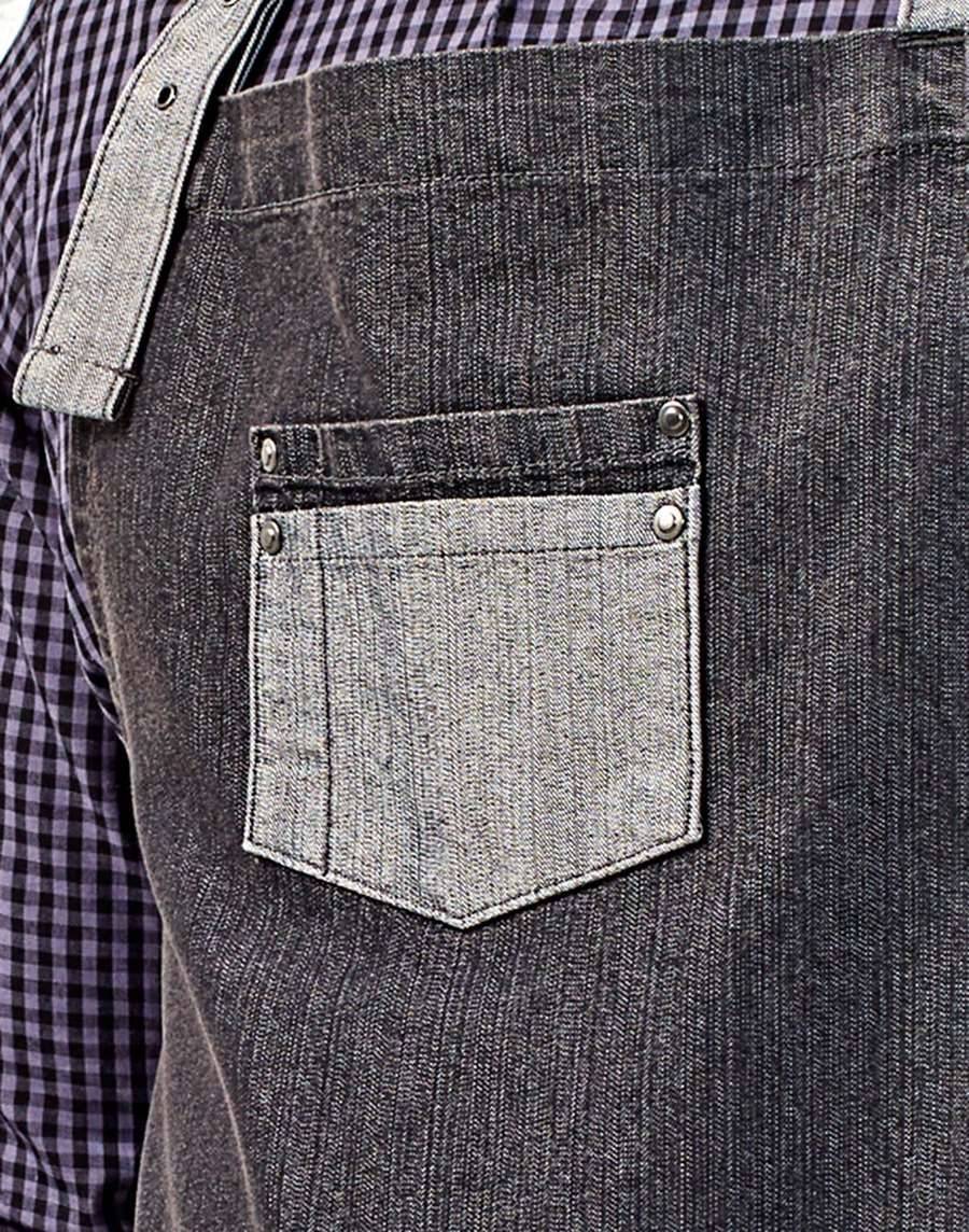 Jeansowy dwukolorowy fartuch kelnerski z kieszeniami