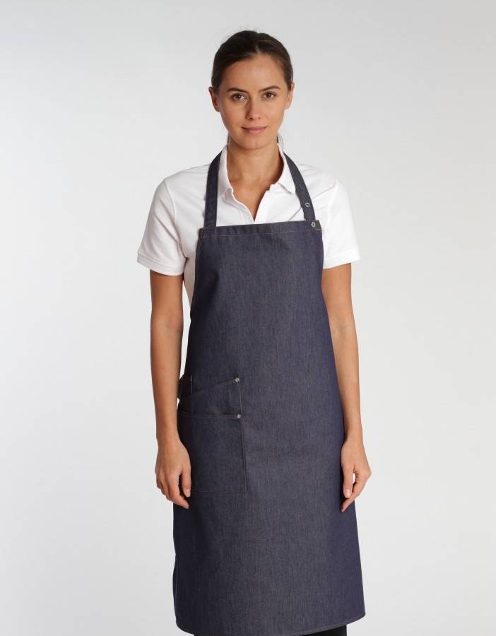 Jeansowy fartuch kelnerski z praktycznymi kieszeniami