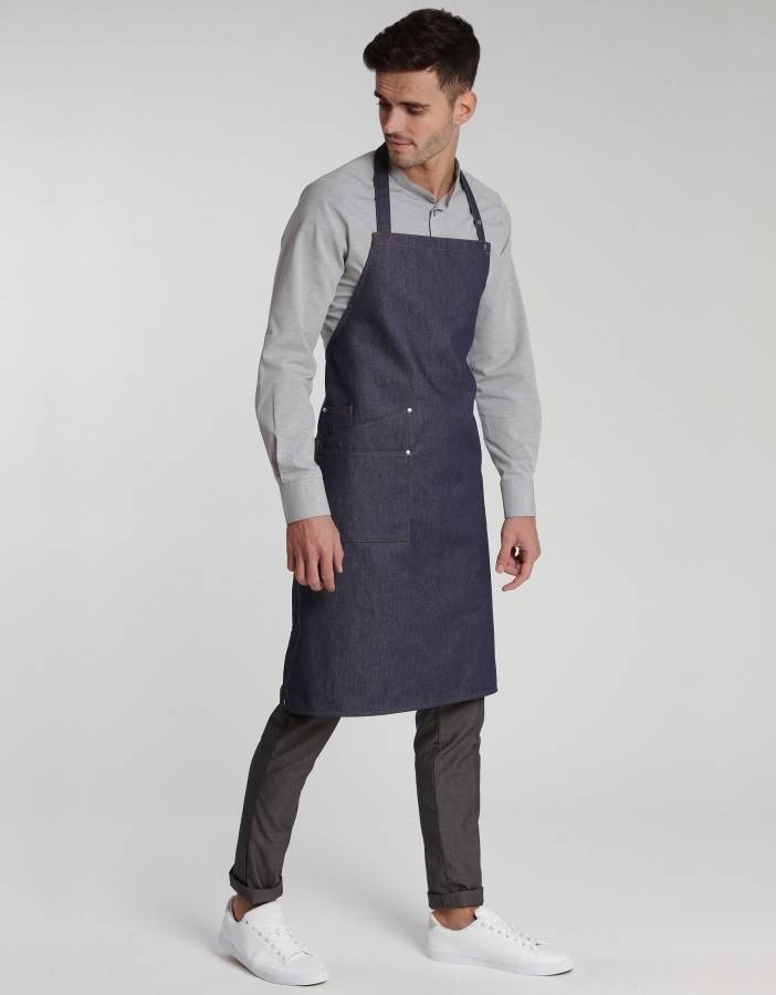 Jeansowy fartuch kelnerski z praktycznymi kieszeniami