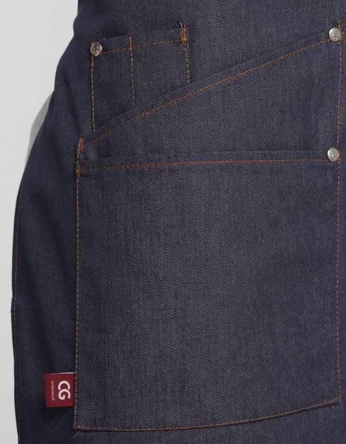 Jeansowy fartuch kelnerski z praktycznymi kieszeniami