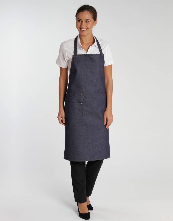 Jeansowy fartuch kelnerski z praktycznymi kieszeniami