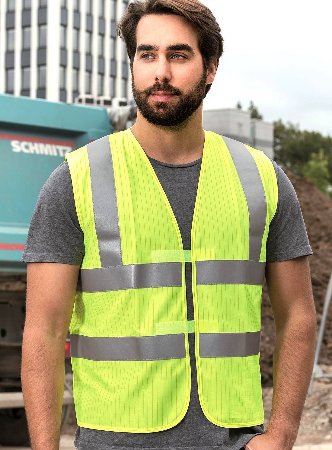 Kamizelka odblaskowa zapinana na rzep z ciekawym wzorem na materiale