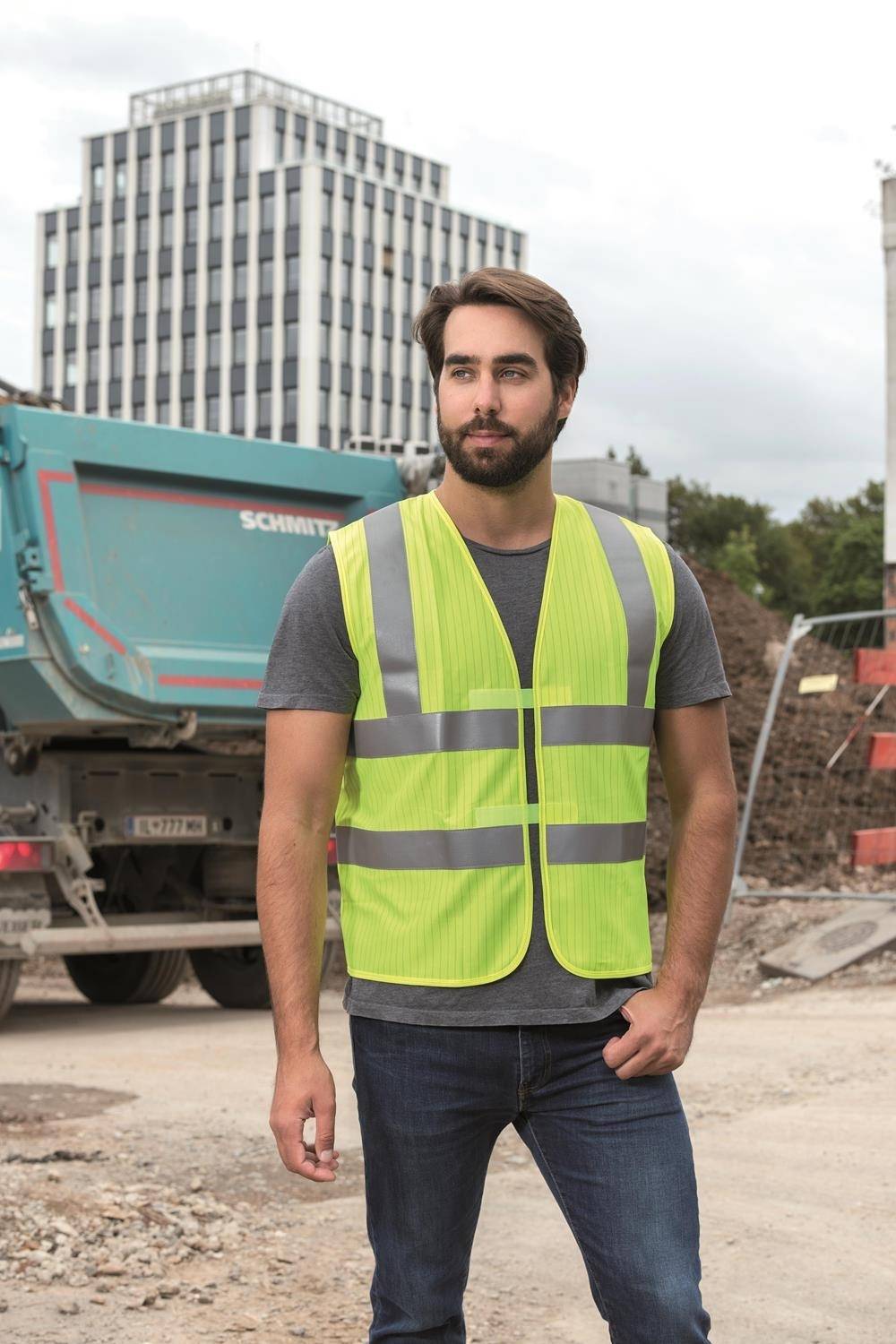 Kamizelka odblaskowa zapinana na rzep z ciekawym wzorem na materiale