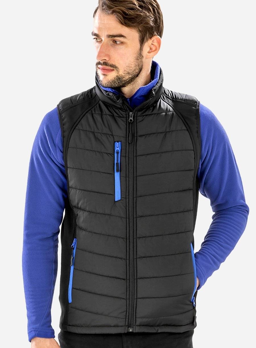 Kamizelka softshell z pikowanym korpusem i kontrastowymi zamkami