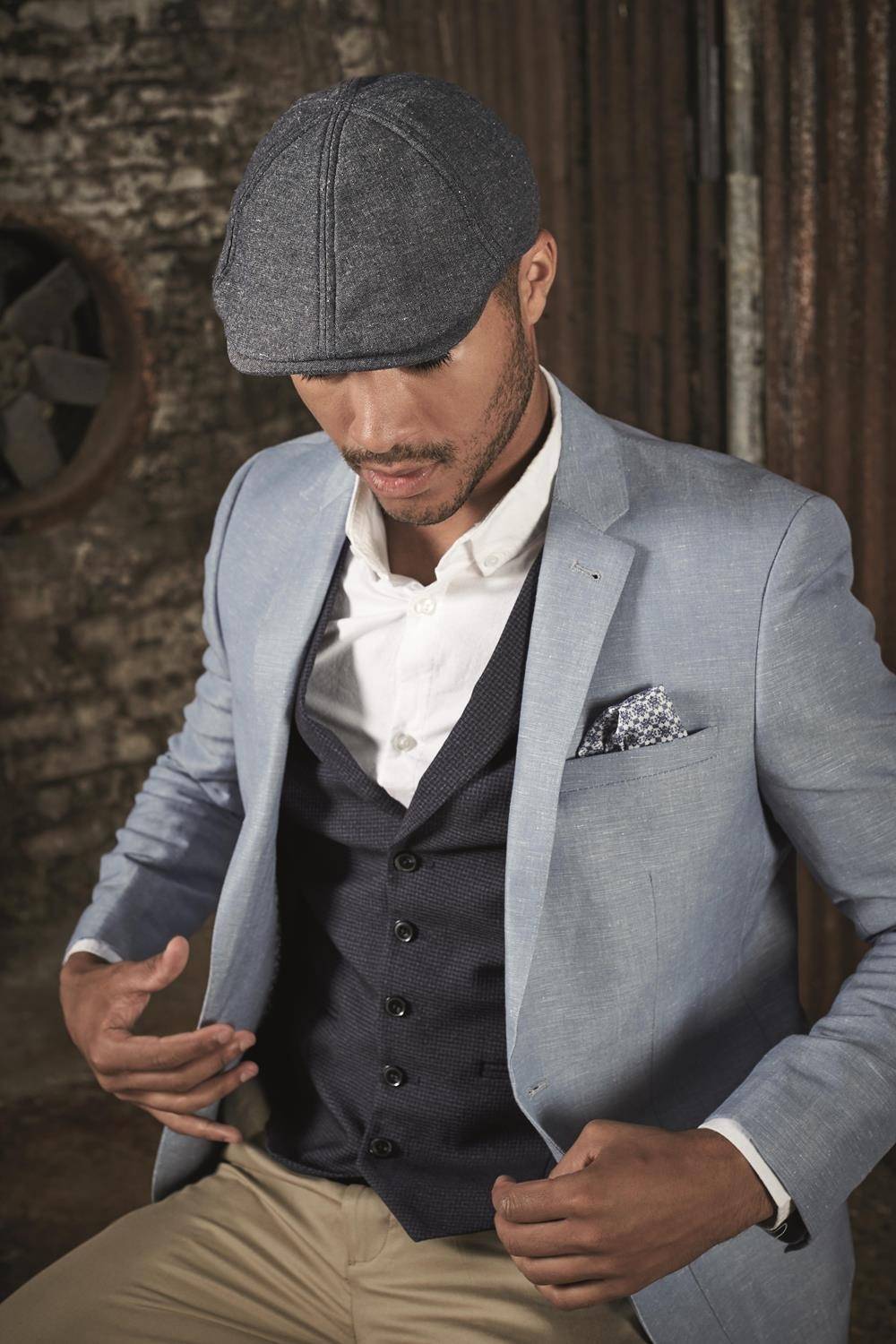 Kaszkiet w melanżowej kolorystyce z podszewką