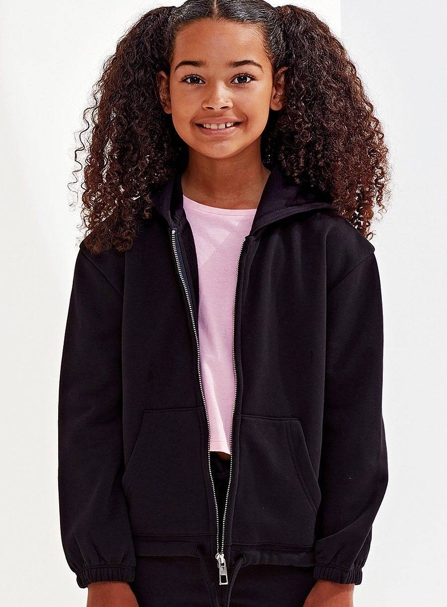 Kids Recycled Cropped Oversize Full-Zip Hoodie