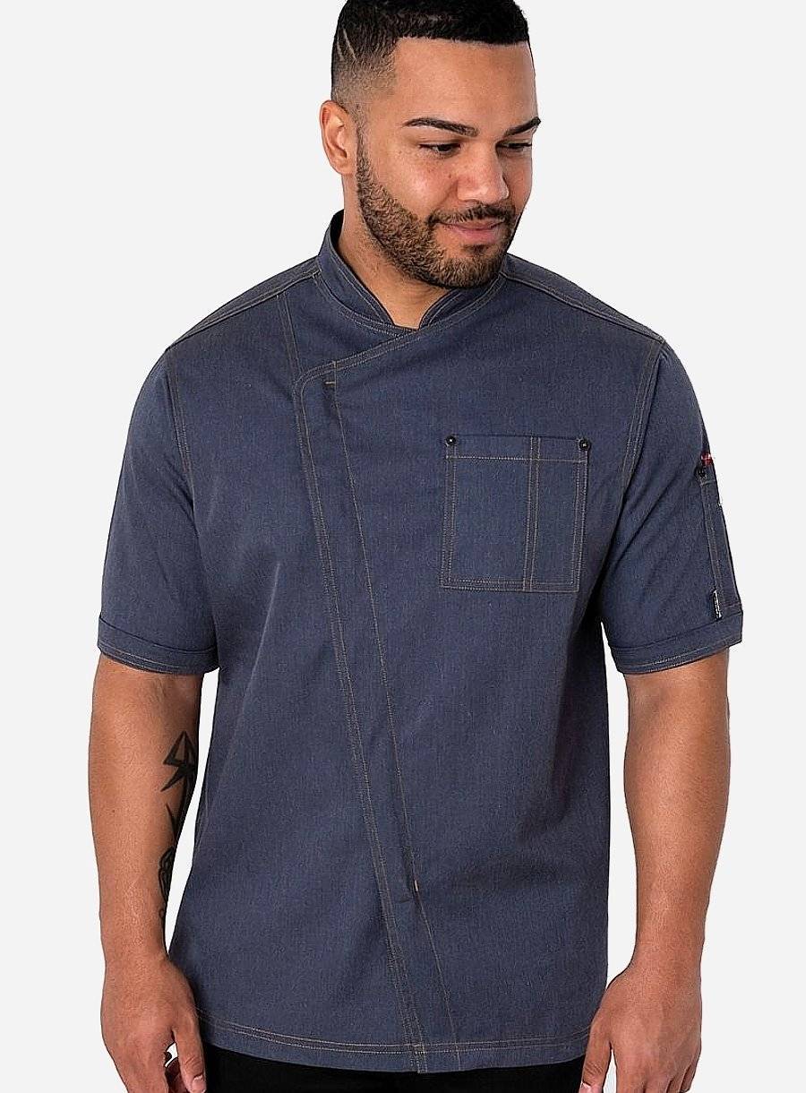 Komfortowa bluza kucharska z panelem wentylacyjnym i krótkimi rękawkami