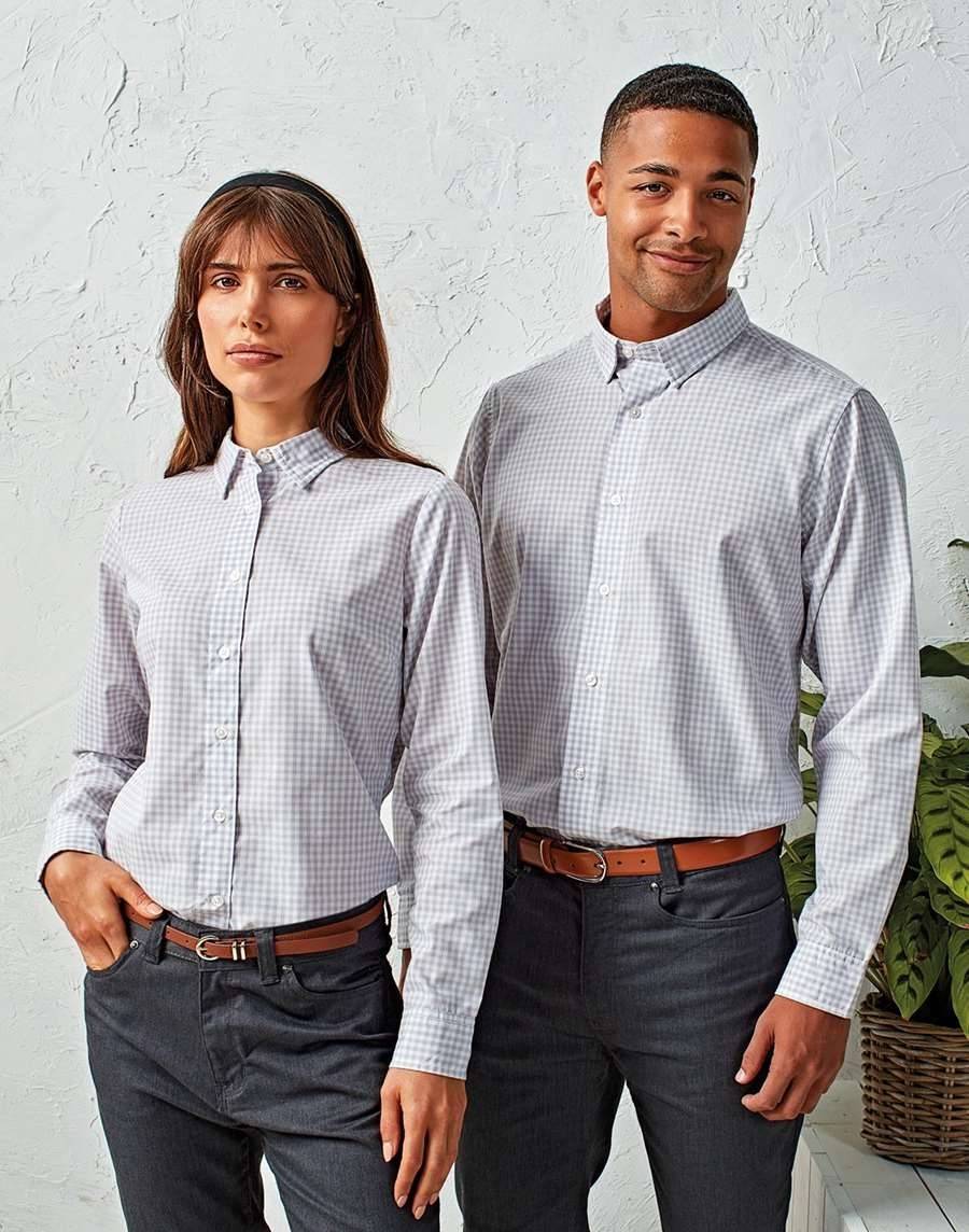 Koszula damska z dekoracyjnym wzorem drobnej kratki