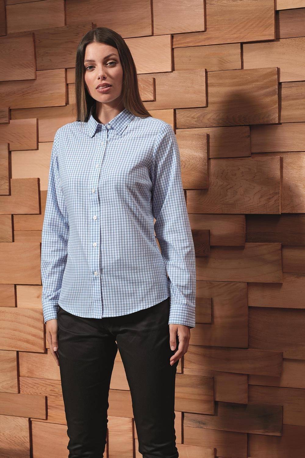 Koszula damska z dekoracyjnym wzorem drobnej kratki