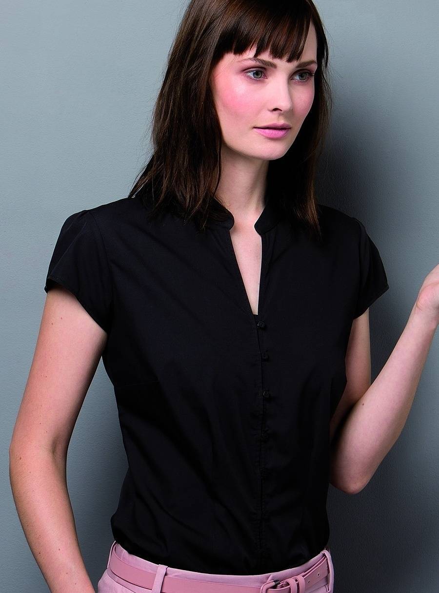 Koszula damska z krótkim rękawem Mandarin