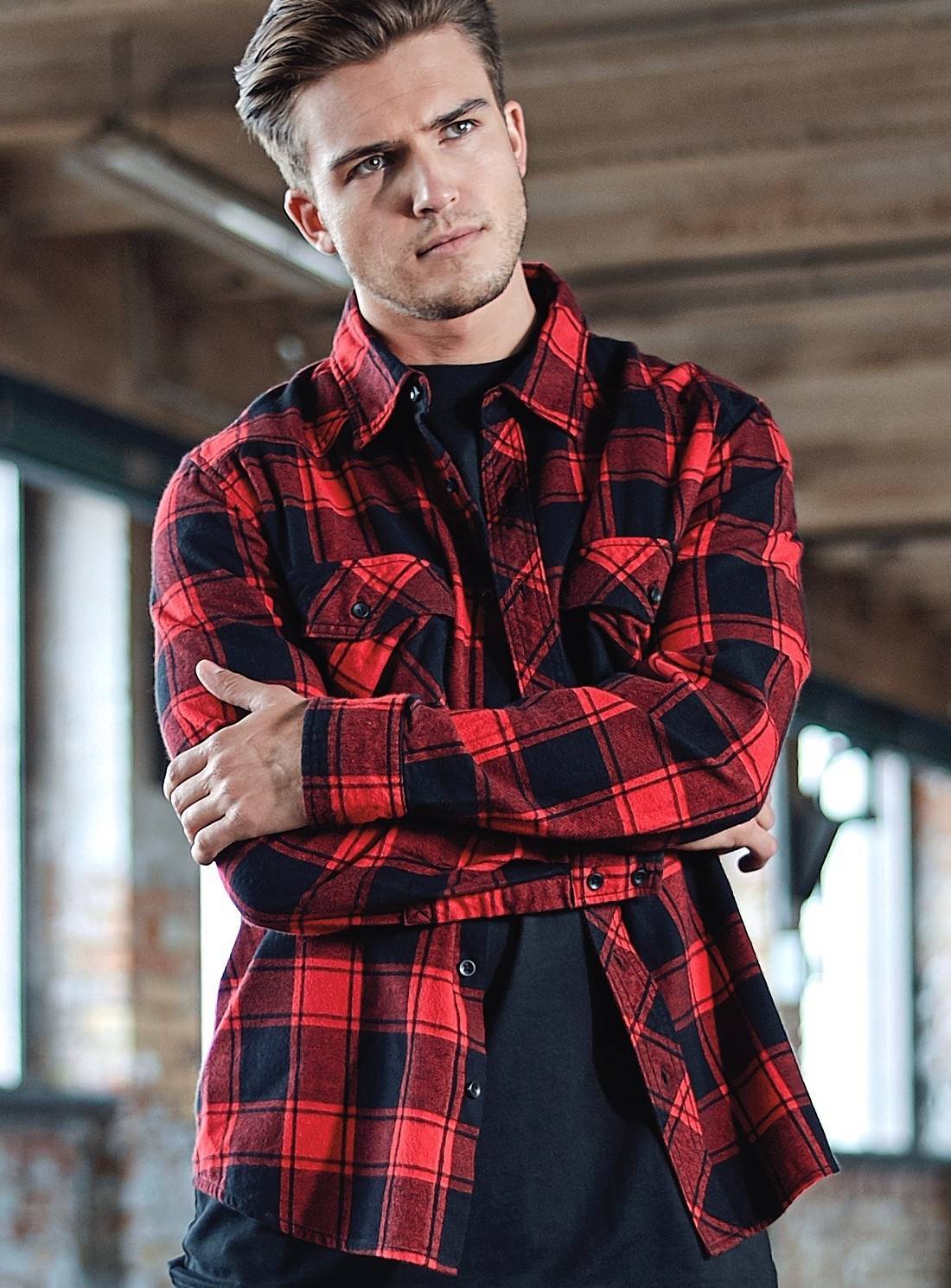 Koszula flanelowa męska z kieszeniami na piersi