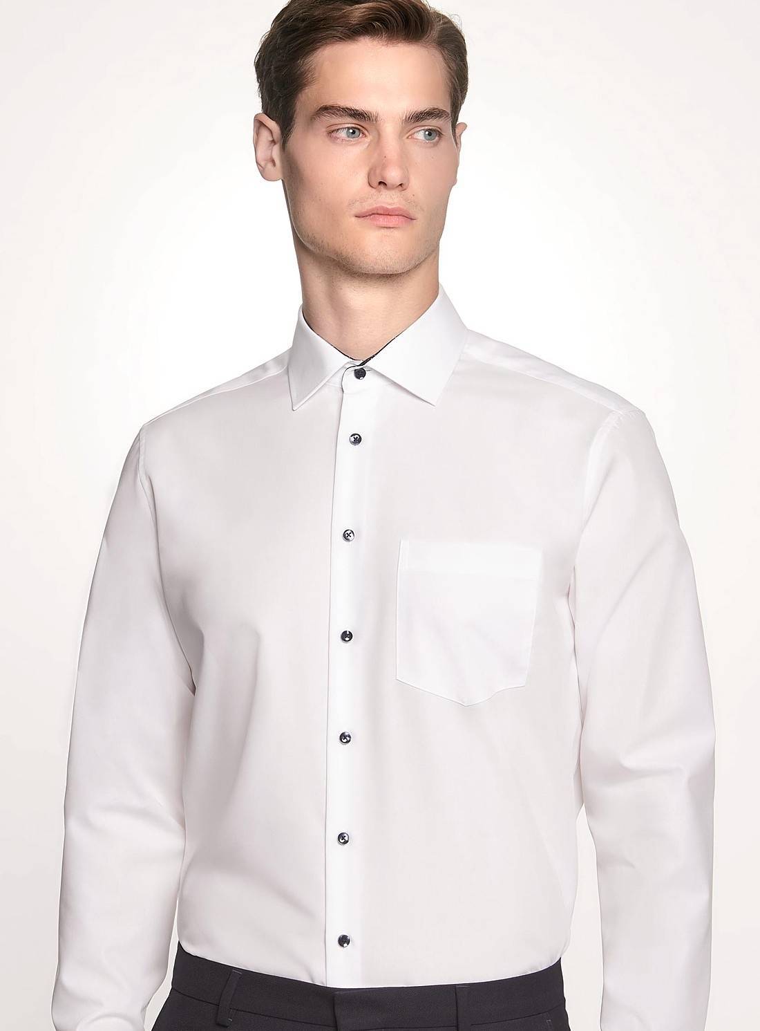 Koszula męska Seidensticker z kontrastowymi guzikami