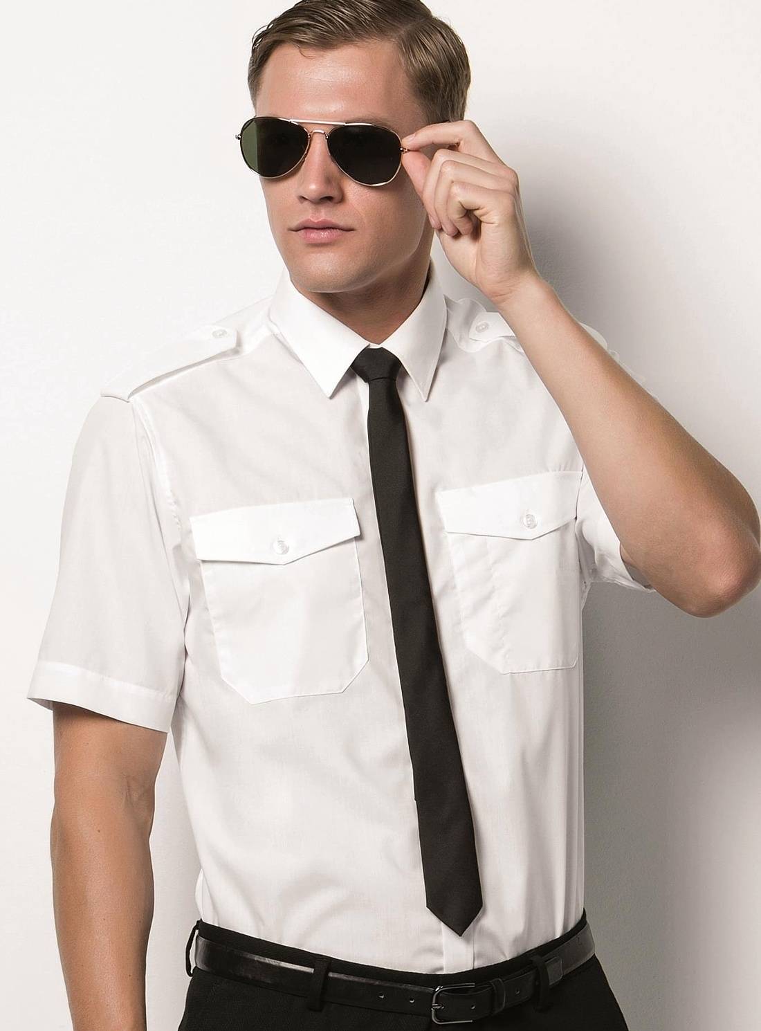 Koszula męska typu pilotka z krótkimi rękawami