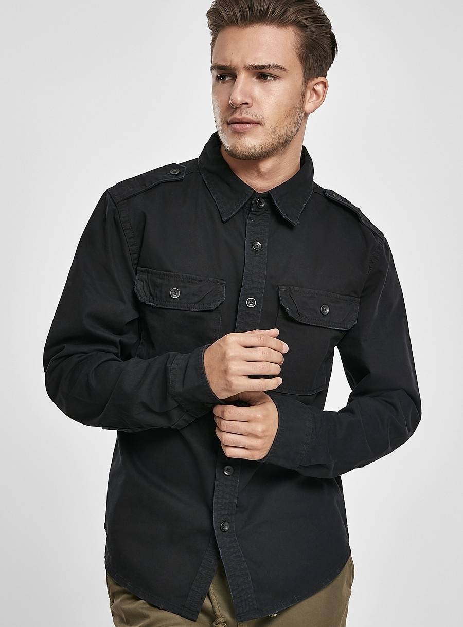 Koszula męska w stylu bojówkowym z efektem postarzania materiału