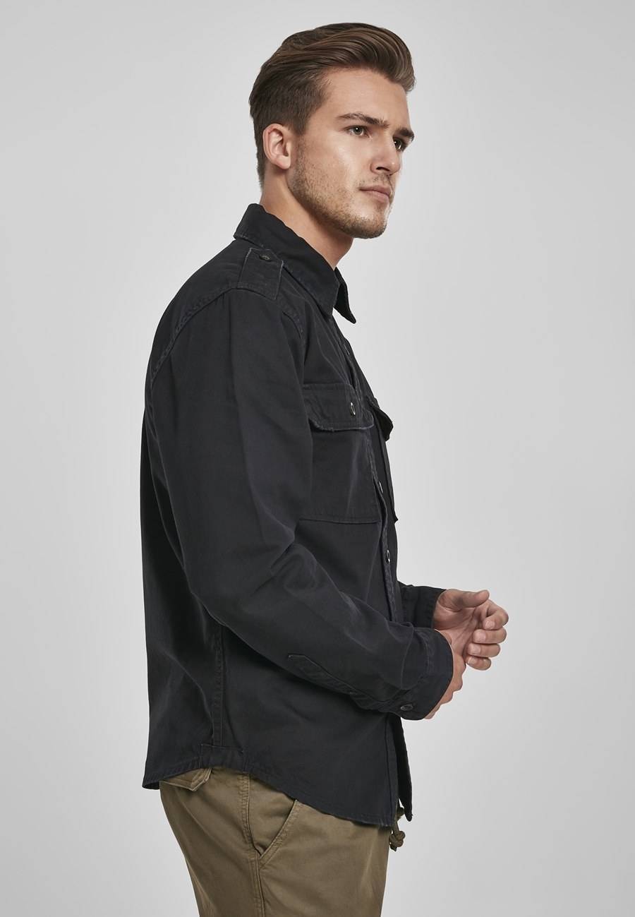 Koszula męska w stylu bojówkowym z efektem postarzania materiału