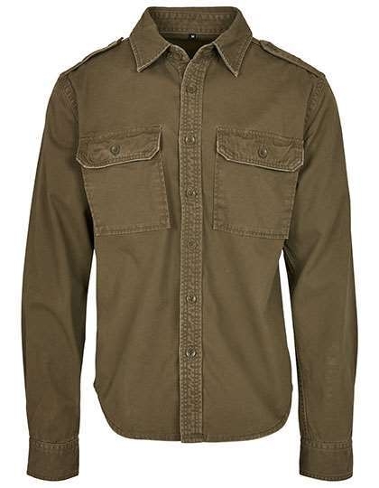 Koszula męska w stylu bojówkowym z efektem postarzania materiału