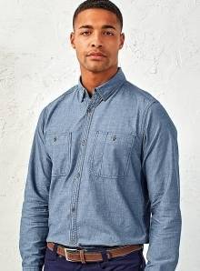 Koszula męska z bawełny organicznej z dwoma kieszeniami na piersi