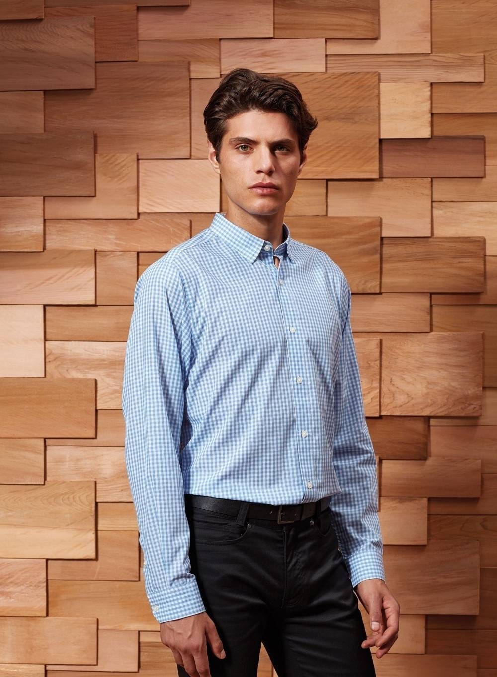 Koszula męska z dekoracyjnym wzorem drobnej kratki