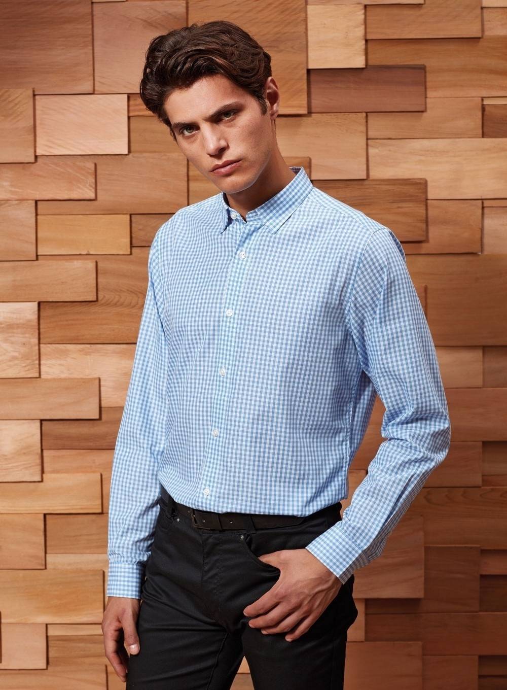 Koszula męska z dekoracyjnym wzorem drobnej kratki