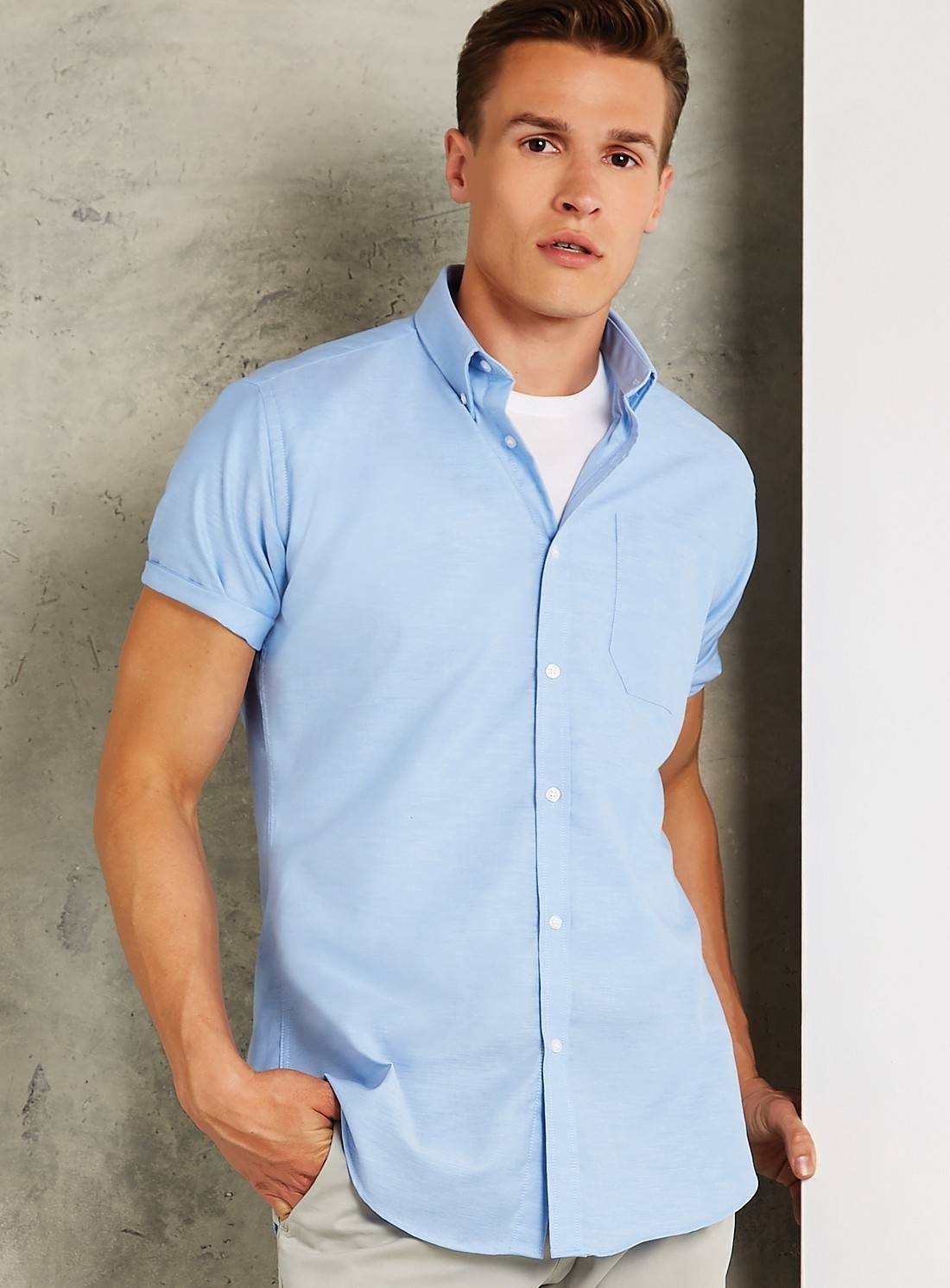 Koszula męska z krótkimi rękawkami Slim Fit