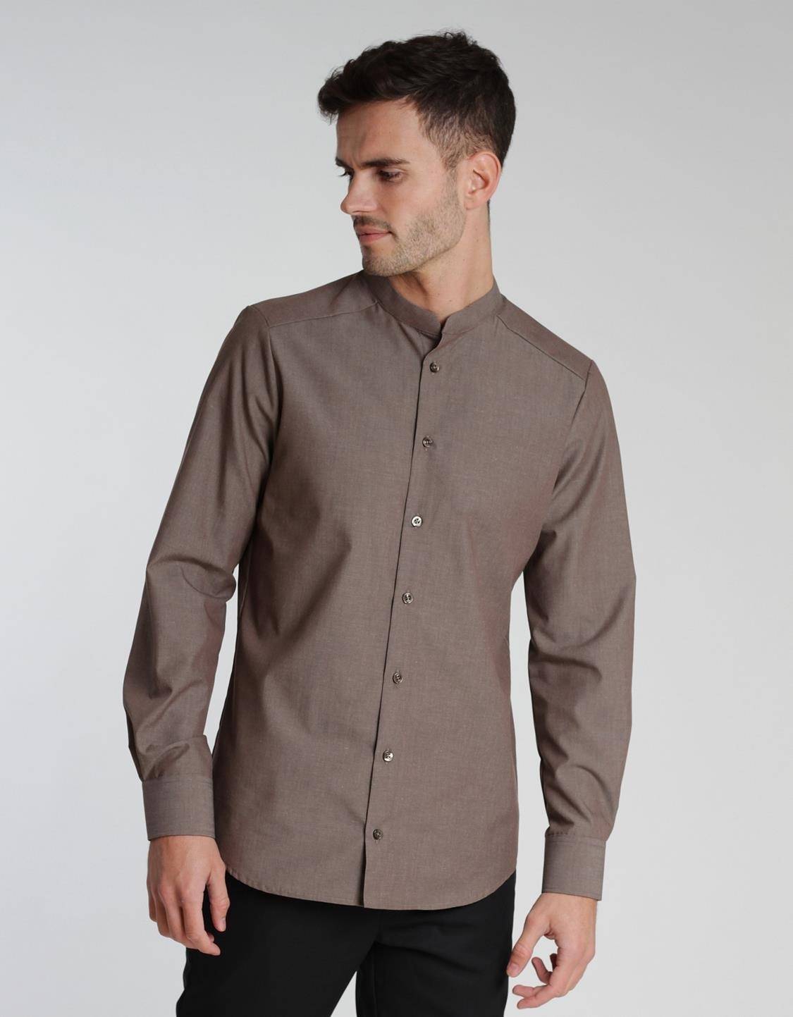 Koszula męska ze stójką o kroju Slim Fit