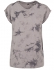 Koszulka damska w marmurowym ubarwieniu z wywijanymi rękawkami