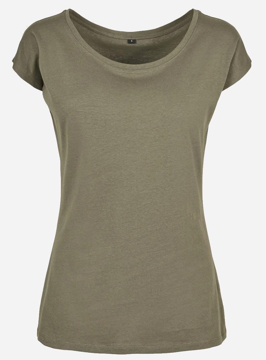 Koszulka damska z szerokim okrągłym dekoltem, luźny fason