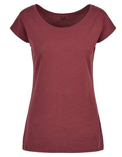 Koszulka damska z szerokim okrągłym dekoltem, luźny fason