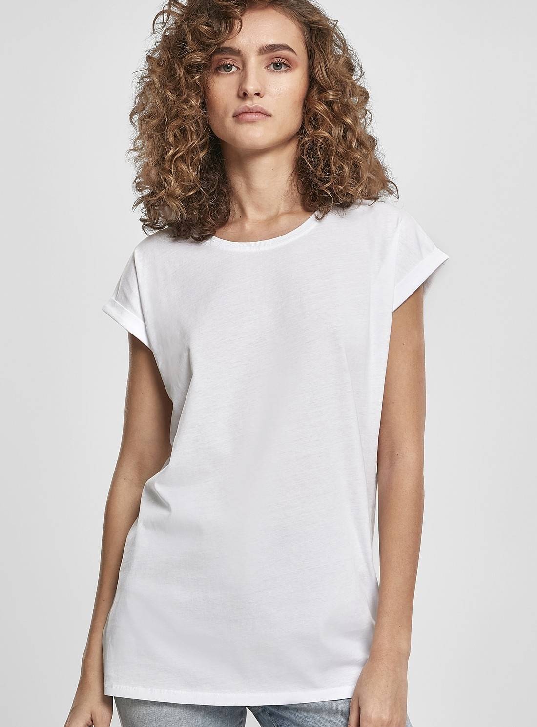 Koszulka damska ze skośnymi rolowanymi rękawkami