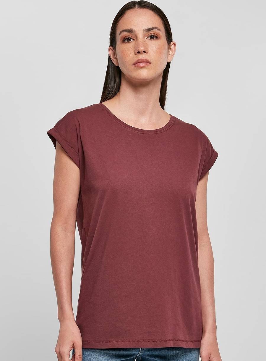 Koszulka damska ze skośnymi rolowanymi rękawkami