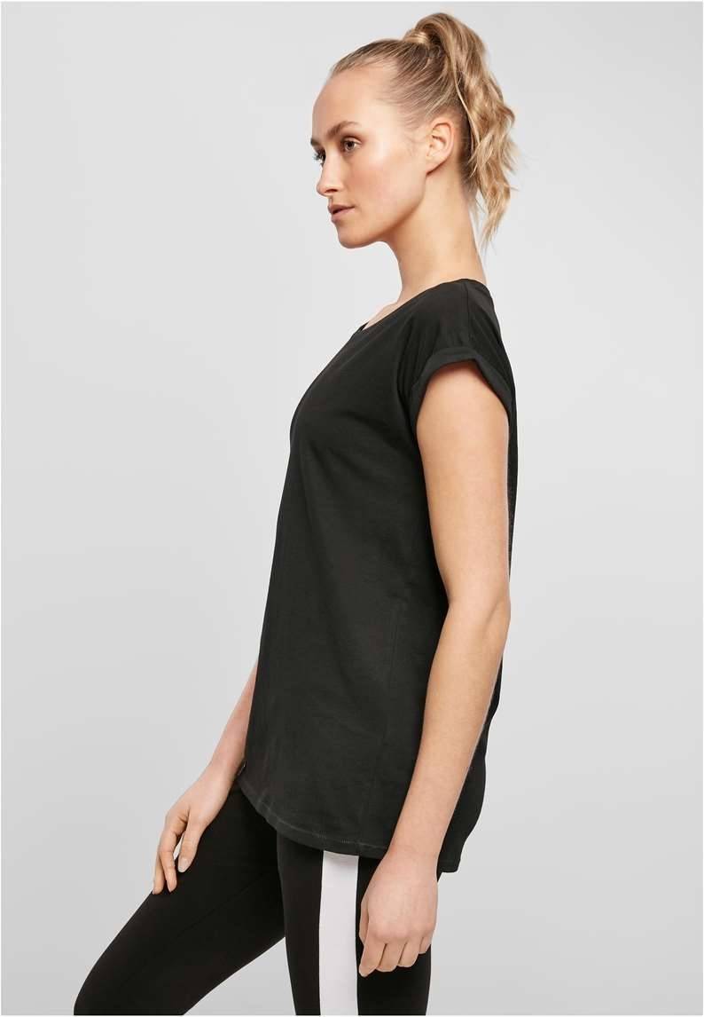 Koszulka damska ze skośnymi rolowanymi rękawkami