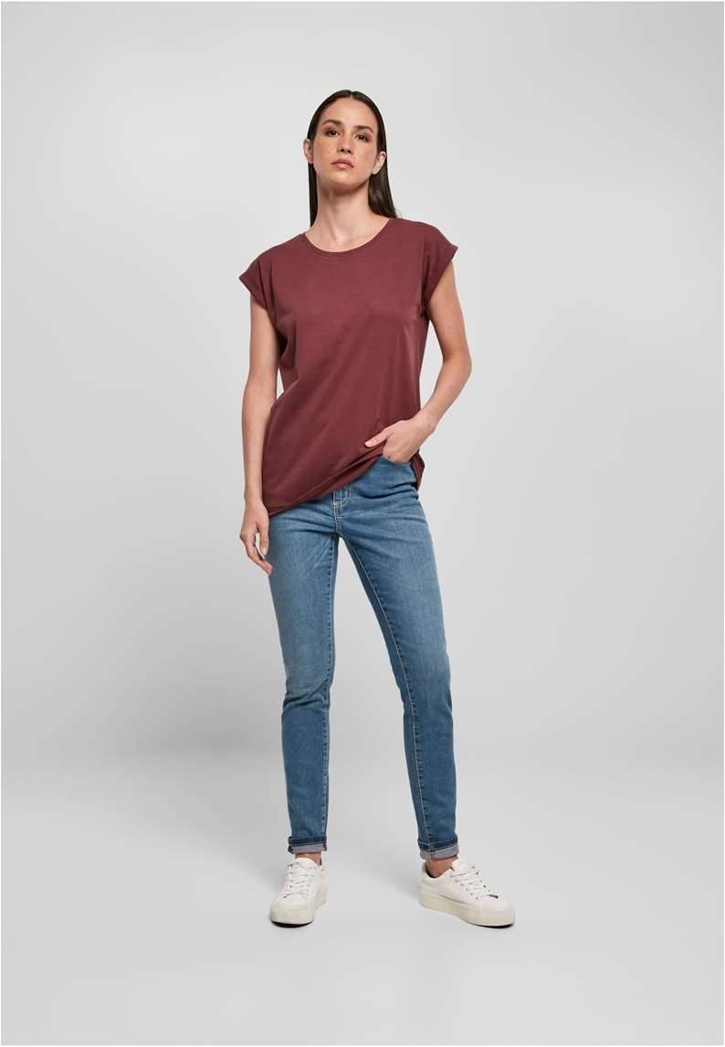 Koszulka damska ze skośnymi rolowanymi rękawkami