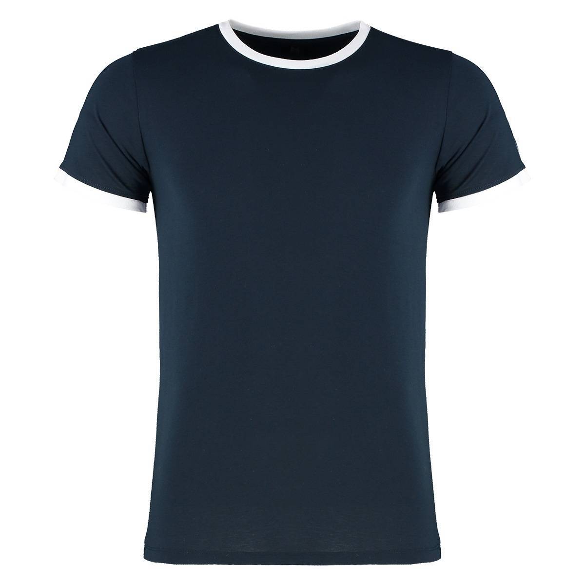 Koszulka męska z kontrastowym obszyciem dekoltu i rękawków