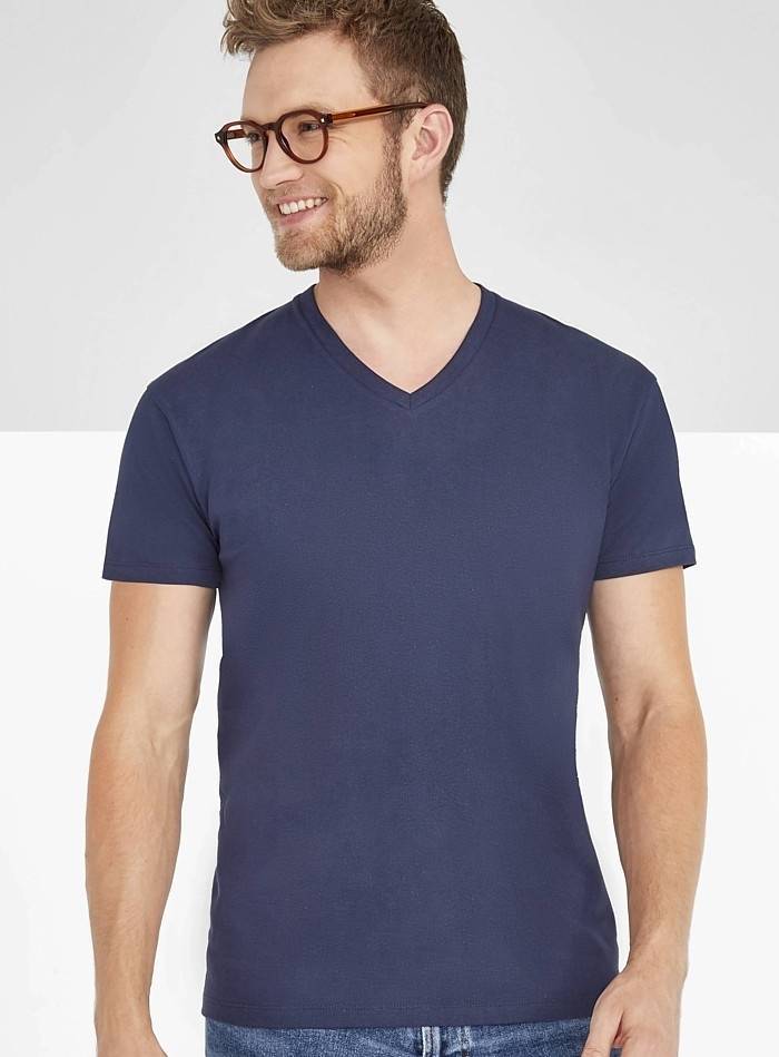 Koszulka męska z prążkowanym dekoltem V-neck