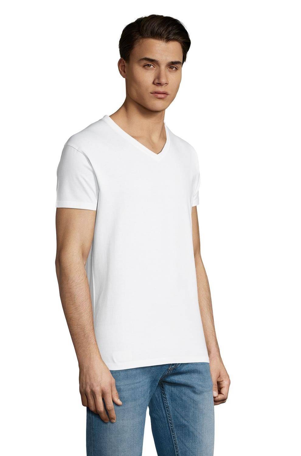 Koszulka męska z prążkowanym dekoltem V-neck