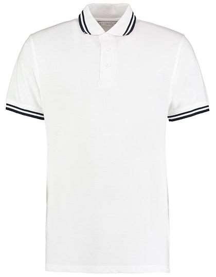 Koszulka polo z ozdobnymi paskami i rozcięciami bocznymi