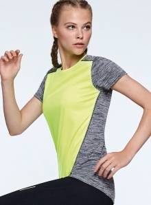 Koszulka sportowa damska z kontrastowym korpusem i melanżowymi plecami