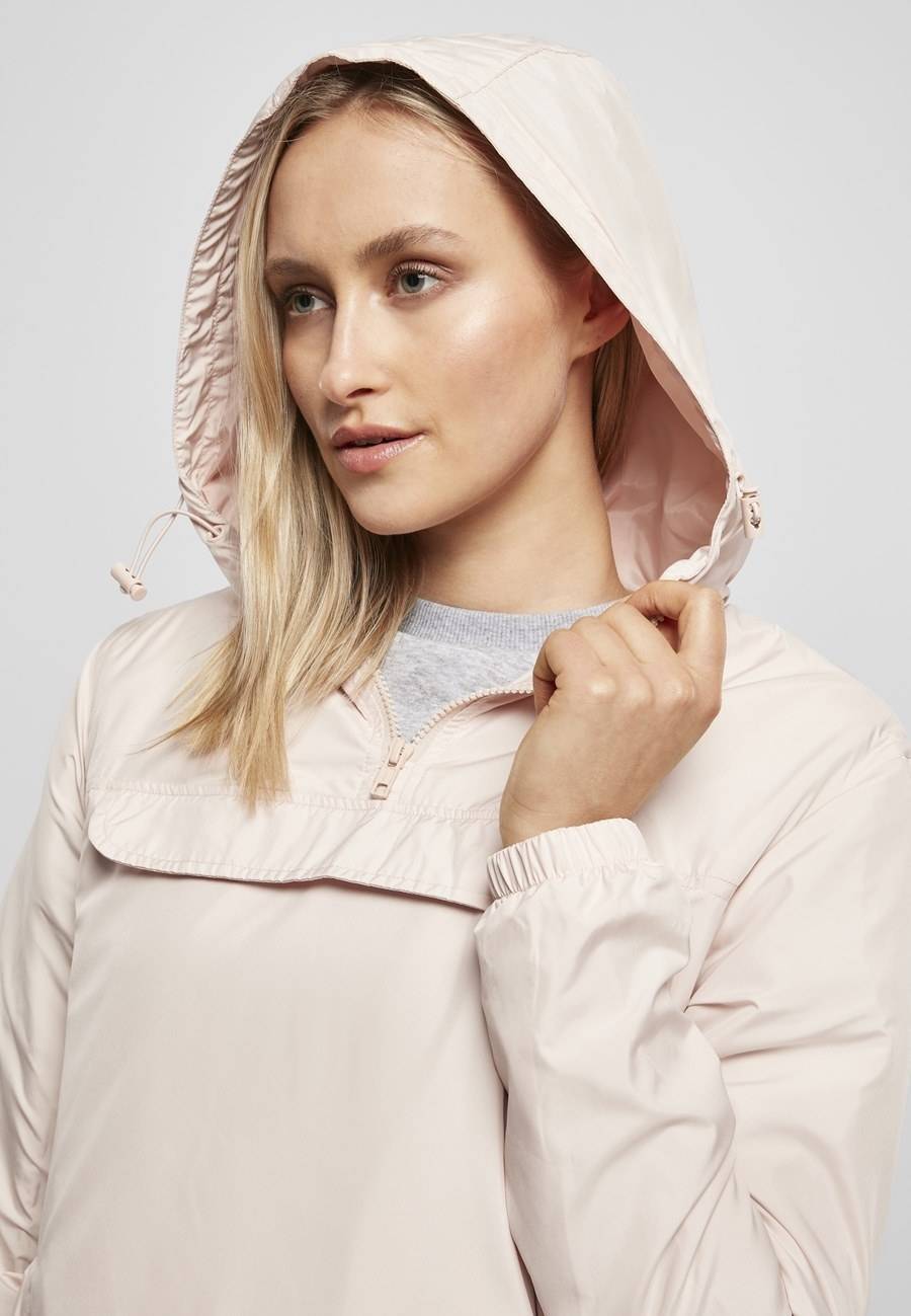 Kurtka damska zakładana przez głowę z dużą kieszenią na klatce piersiowej