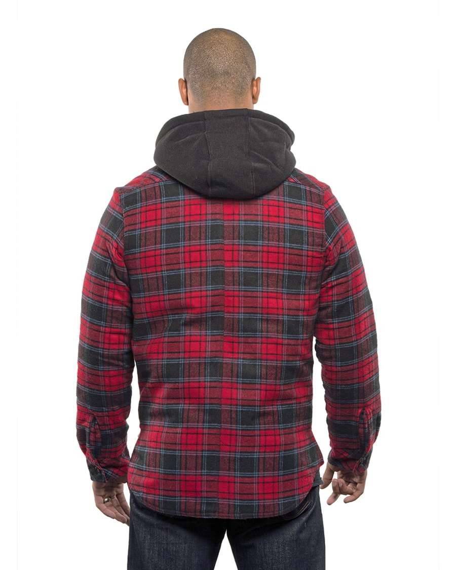 Kurtka flanelowa z kapturem i kieszeniami na klatce piersiowej