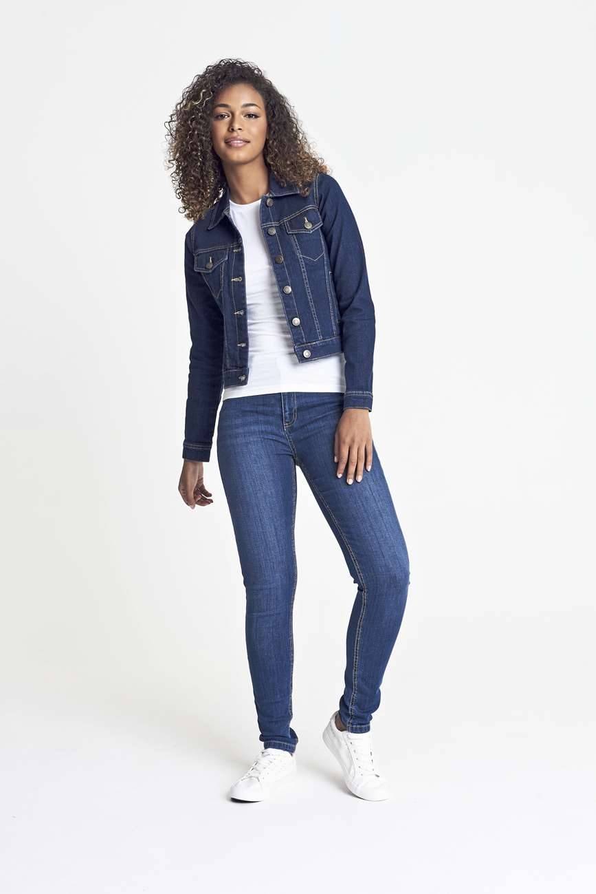 Kurtka jeansowa damska z mankietami na guziki