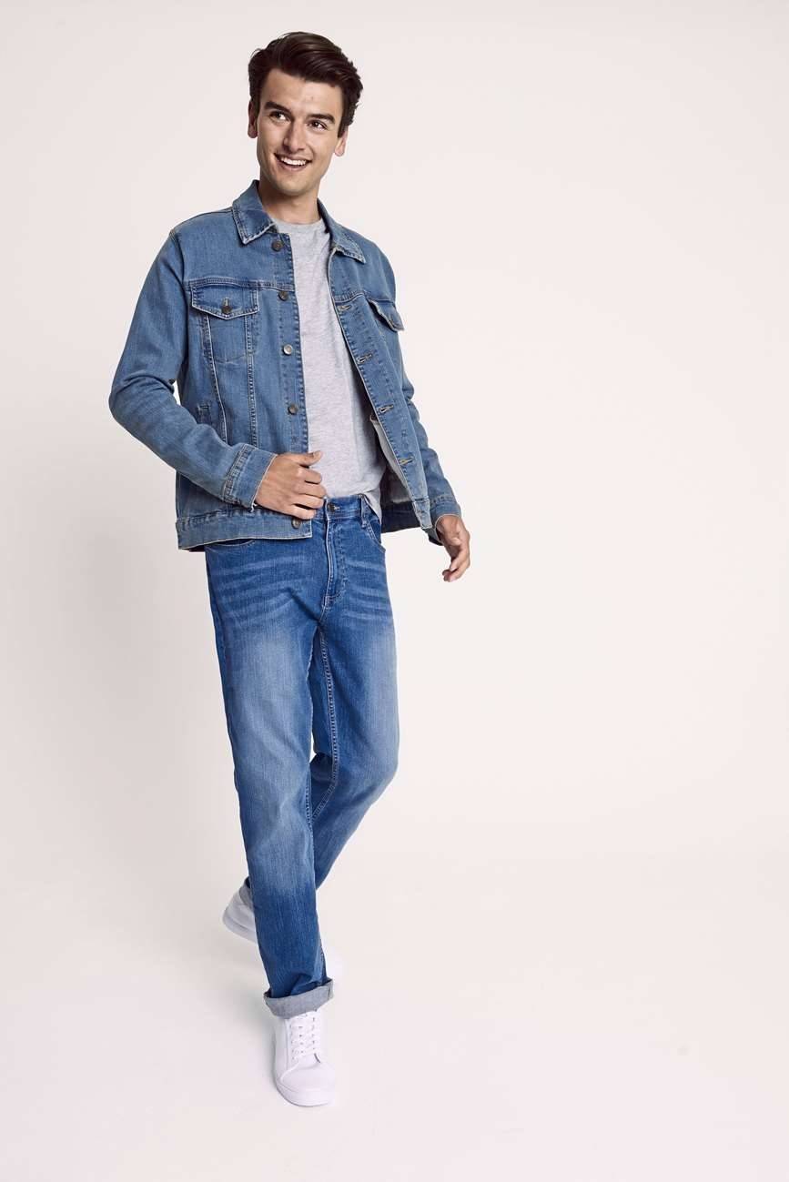 Kurtka jeansowa męska z mankietami na guziki