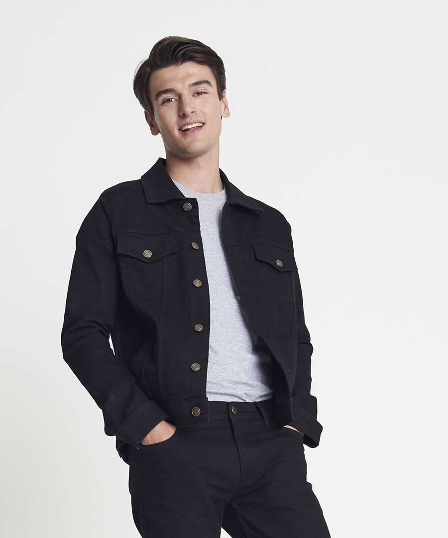 Kurtka jeansowa męska z mankietami na guziki