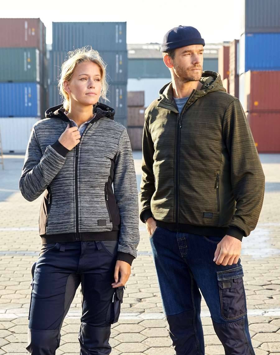 Kurtka męska z melanżową strukturą i warstwą polaru